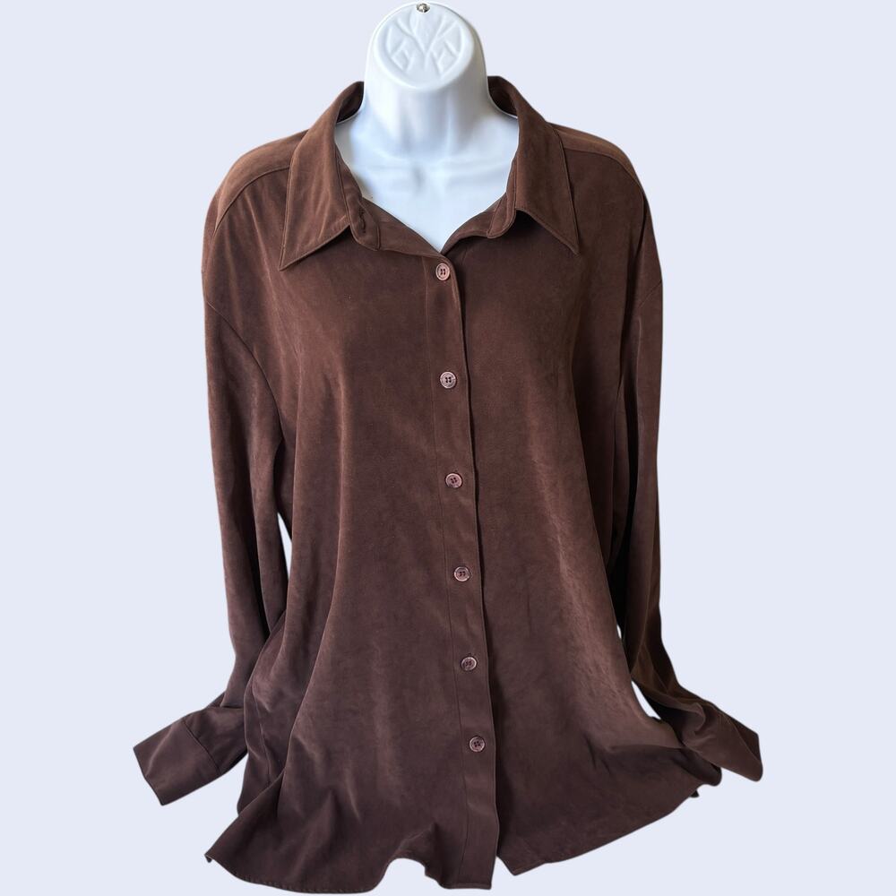 REAL Comfort XL Minimalist Button-Down Brown Oversized